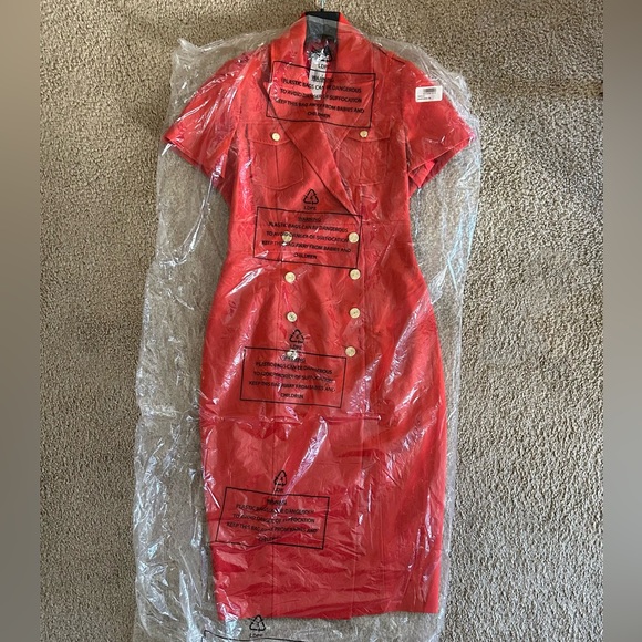 Karen Millen Tailored Db Tux Midi Dress Red Orange NWT 4 ❤️ - Picture 9 of 9